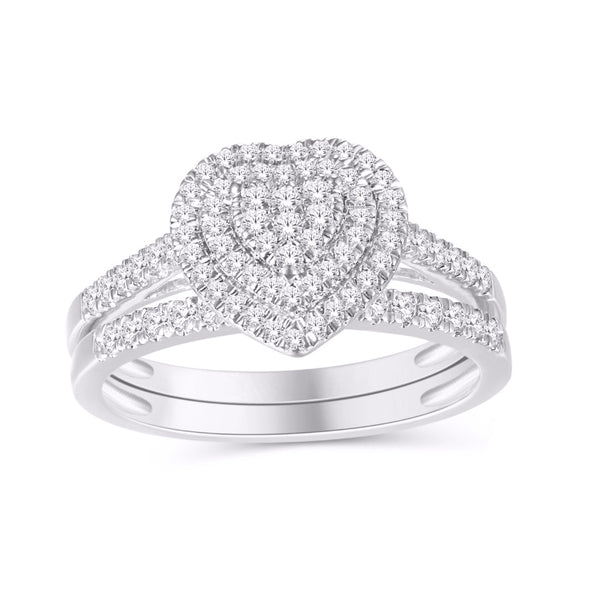 10KT WHITE GOLD 0.45 CARAT HEART BRIDAL RING-0525549-WG