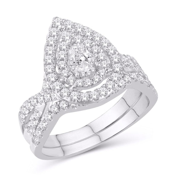 14K WHITE GOLD 0.99 CARAT FANCY CUT BRIDAL RING-0526022-WG