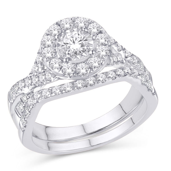 14K WHITE GOLD 1.00 CARAT ROUND BRIDAL RING-0526063-WG