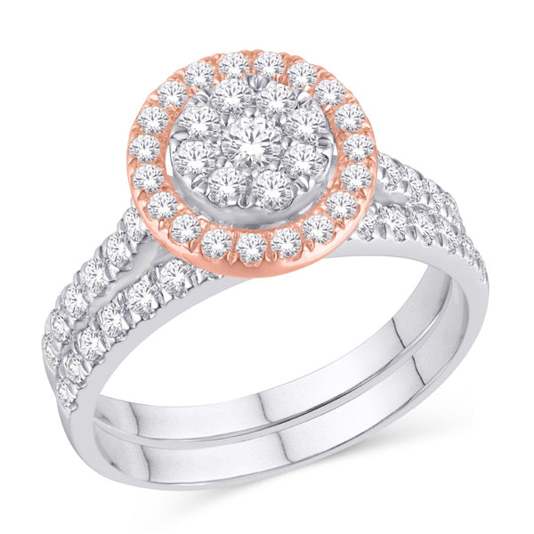 10KT TWO-TONE (ROSE AND WHITE) GOLD 1.00 CARAT ROUND BRIDAL RING-0526112-RW