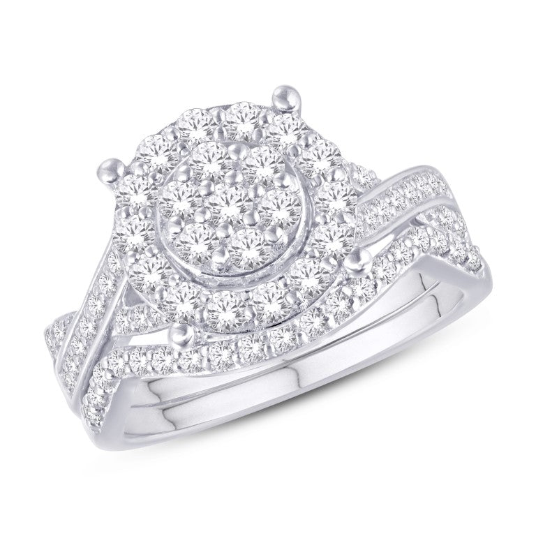 14K WHITE GOLD 0.95 CARAT ROUND BRIDAL RING-0526162-WG