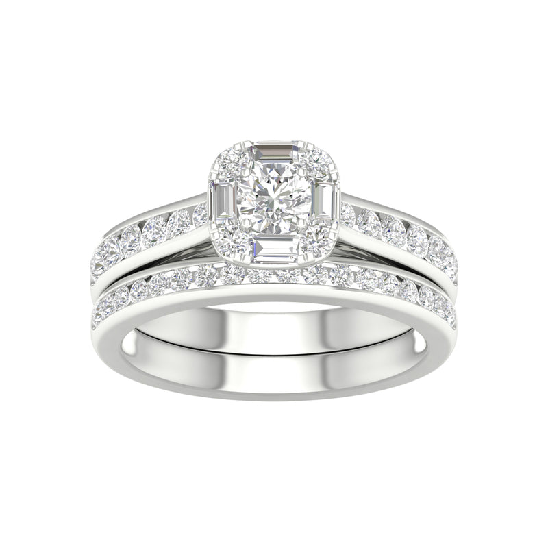 14K WHITE GOLD 1.00 CARAT (0.25 CTR) CUSHION BRIDAL RING-0527919-WG