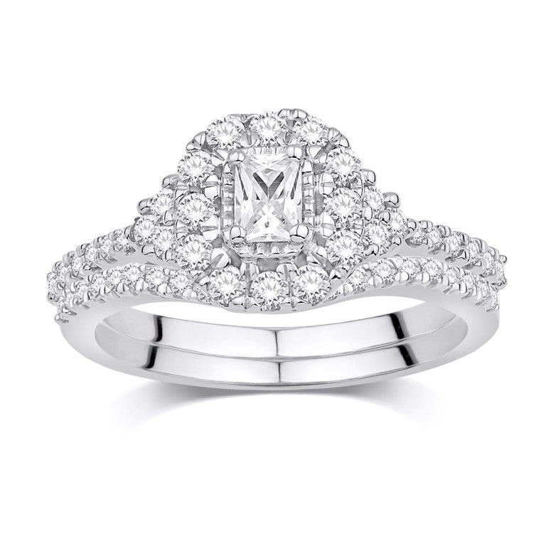 14K WHITE GOLD 0.75 CARAT (0.25 CTR) CERTIFIED CUSHION BRIDAL RING-0532525-WG