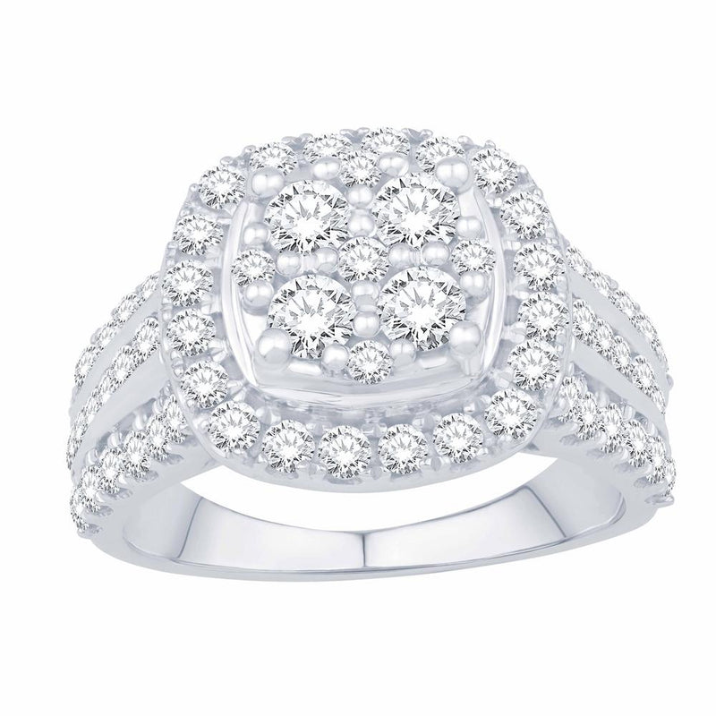 10KT WHITE GOLD 2.00 CARAT CUSHION LADIES RING-0532764-WG