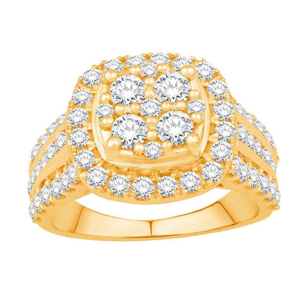 10KT YELLOW GOLD 2.00 CARAT CUSHION LADIES RING-0532764-YG