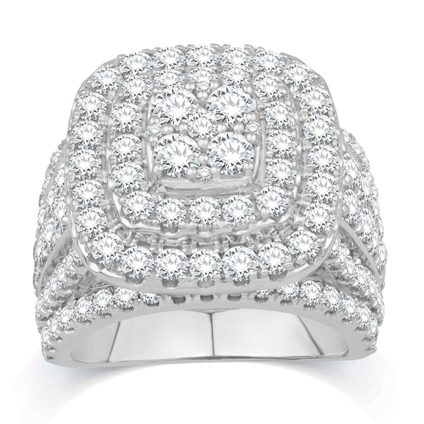 10KT WHITE GOLD 4.00 CARAT CUSHION LADIES RING-0532778-WG