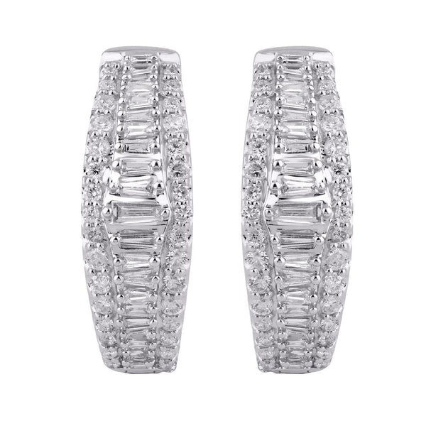 14K WHITE GOLD 1.00 CARAT CLASSIC HOOPS-0929036-WG