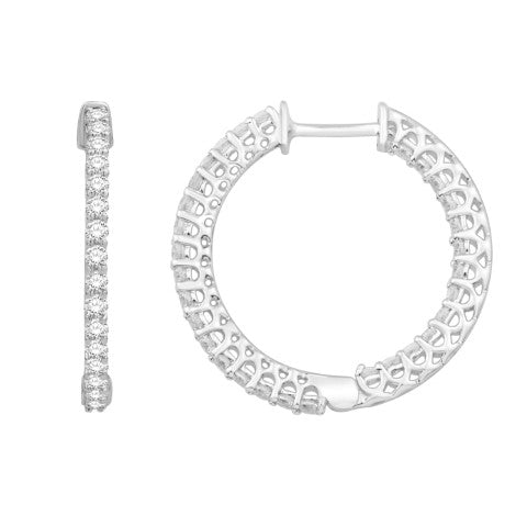 14K WHITE GOLD 0.98 CARAT CLASSIC HOOPS-0932156-WG