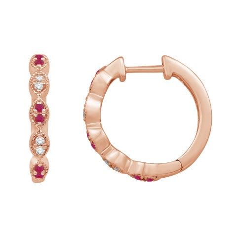 14K ROSE GOLD 0.16 CARAT (0.10 RUBY) CLASSIC HOOPS-0932161-RG