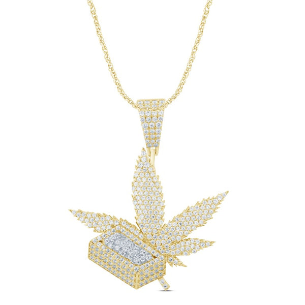 10KT YELLOW GOLD 2.75 CARAT MARIJUANA LEAF HIPHOP-1029573-YG