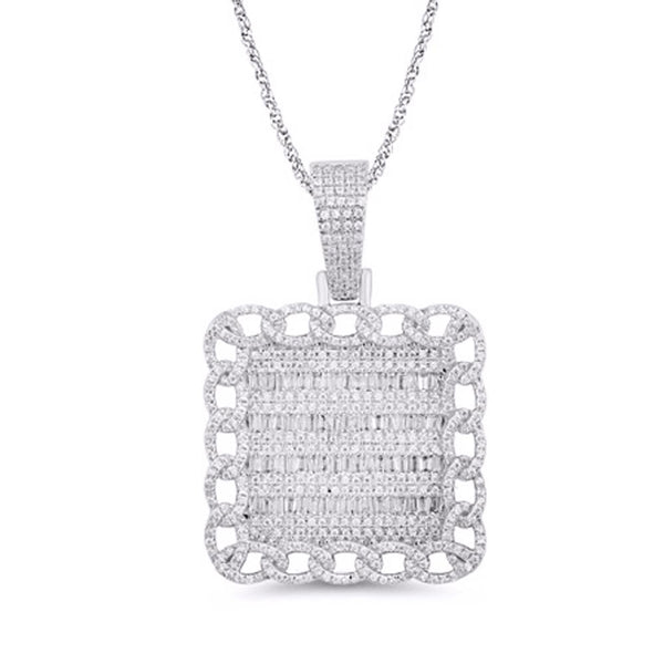 10KT WHITE GOLD 1.25 CARAT BALE SQUARE FRAME HIPHOP PENDANT-1029638-WG