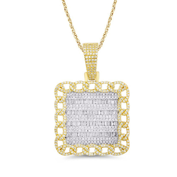 10KT YELLOW GOLD 1.25 CARAT BALE SQUARE FRAME HIPHOP PENDANT-1029638-YG