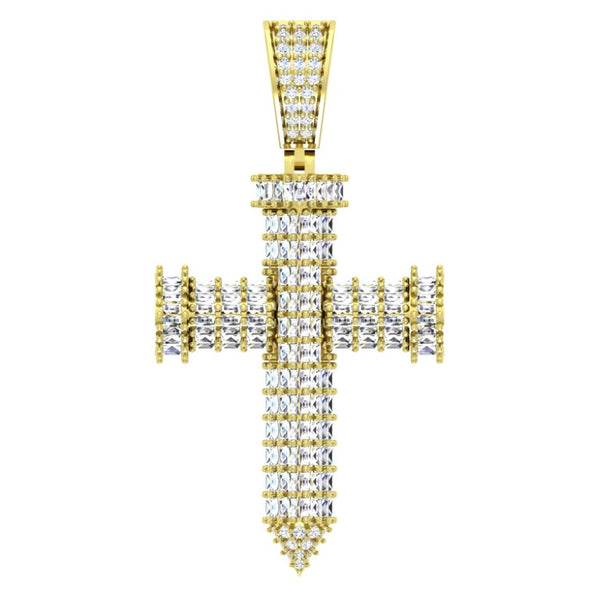 10KT ALL YELLOW GOLD 1.74 CARAT CROSS HIPHOP-1030001-ALY
