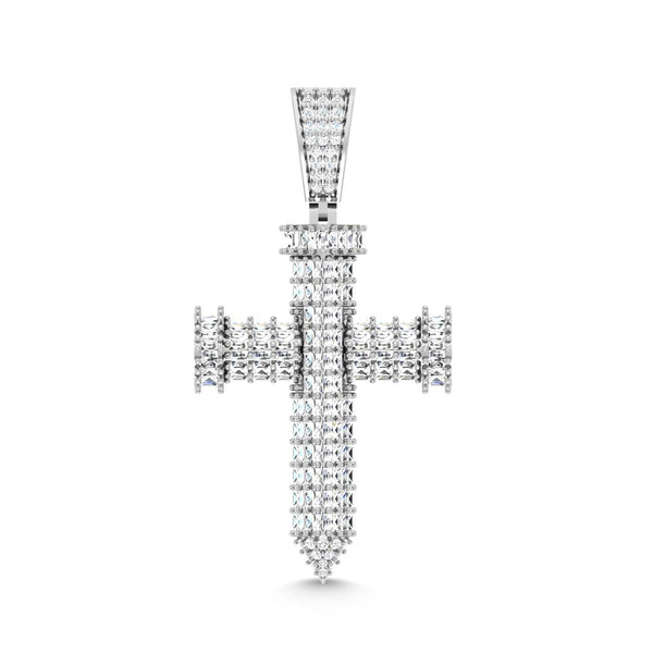 14K WHITE GOLD 1.52 CARAT CROSS HIPHOP PENDANT-1030015-WG