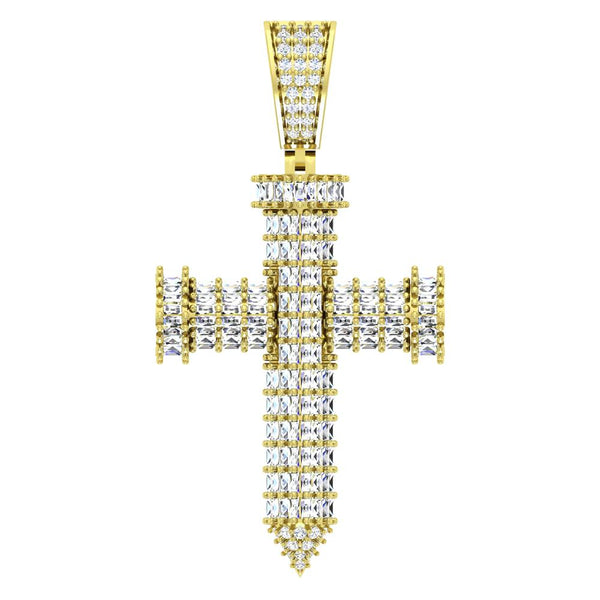 14K YELLOW GOLD 1.52 CARAT CROSS HIPHOP PENDANT-1030015-YG