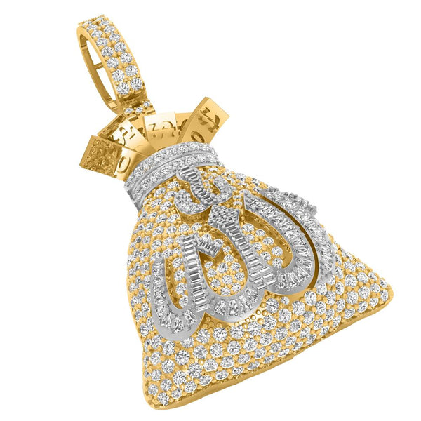 14K YELLOW GOLD 3.50 CARAT ALLAH NAME ON MONEY BAG HIPHOP PENDANT-1030018-YG