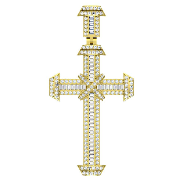 14K YELLOW GOLD 1.88 CARAT CROSS HIPHOP-1030021-YG