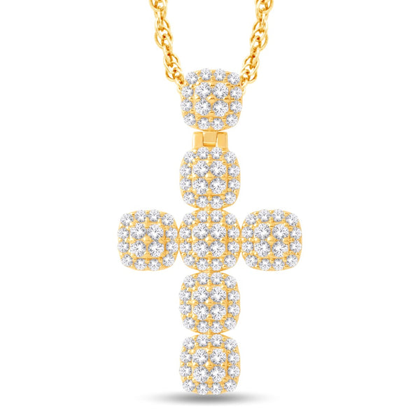 14K ALL YELLOW GOLD 2.50 CARAT DESIGNER CROSS PENDANT-1032008-ALY