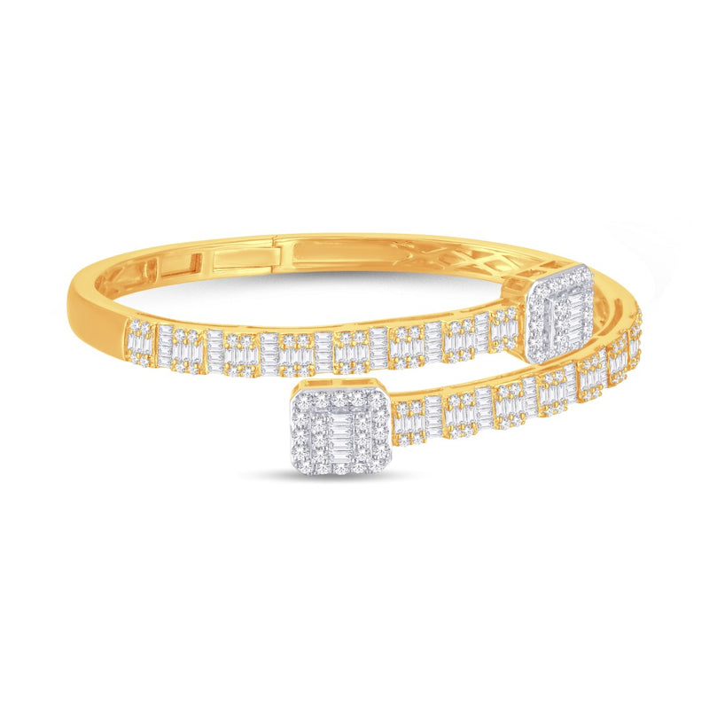 10KT TWO-TONE (YELLOW AND WHITE) GOLD 4.02 CARAT BYPASS BANGLE-1725007-YW