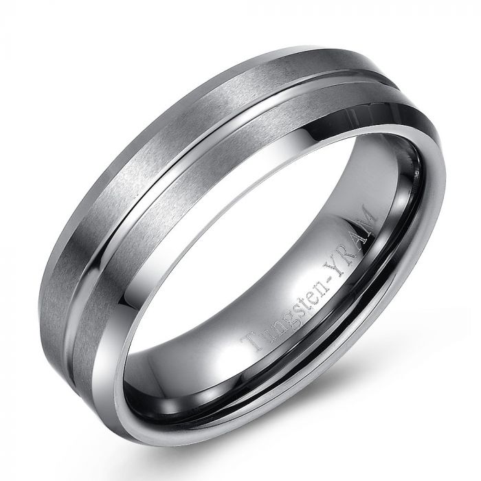 Double Lined Tapered Edge Tungsten Ring