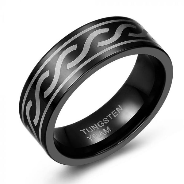 S-Pattern Black Tungsten Ring