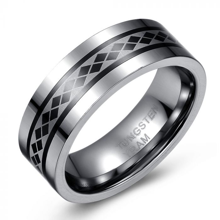Diamond Designed Tungsten Ring