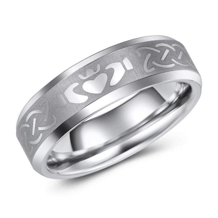 Celtic Braid Claddagh Tungsten Ring