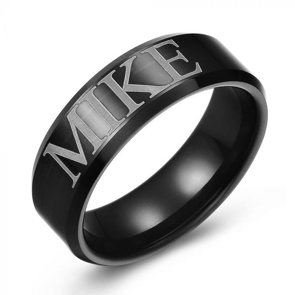 Personalized Name Black Tungsten Ring
