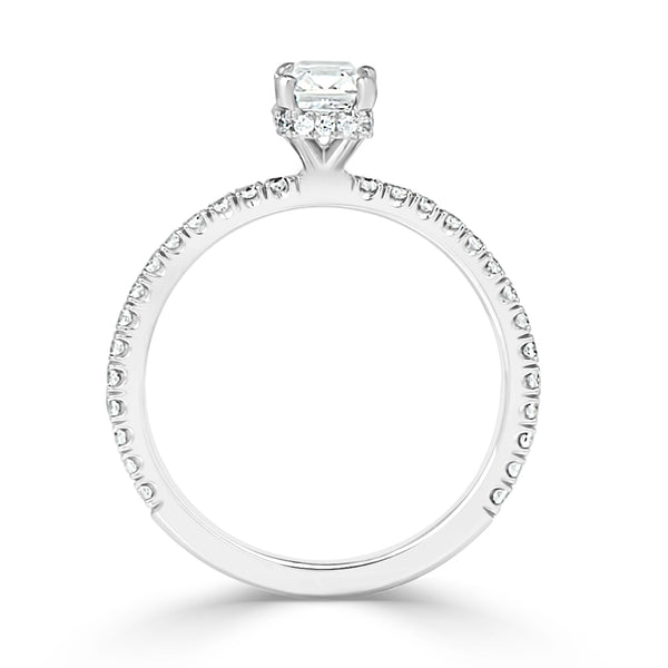 Emerald Cut Hidden Halo Pavé Set Ladies Diamond Engagement Ring