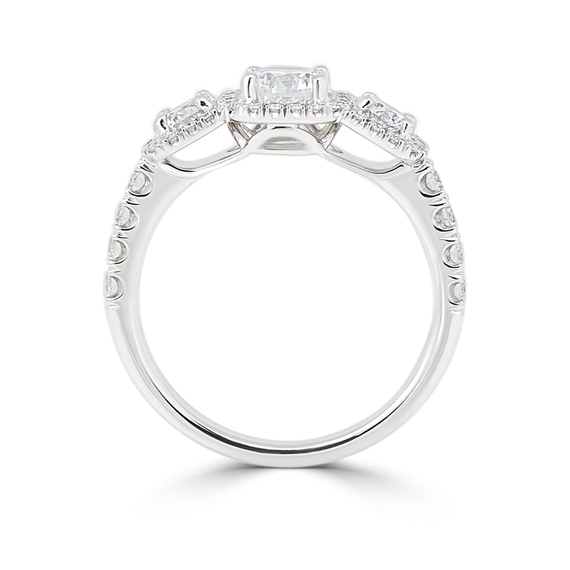 Triple Halo French Pavé Set Diamond Ring