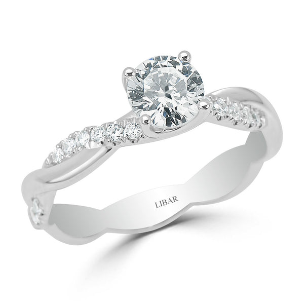 French Pavé Set Crossover Diamond Ring