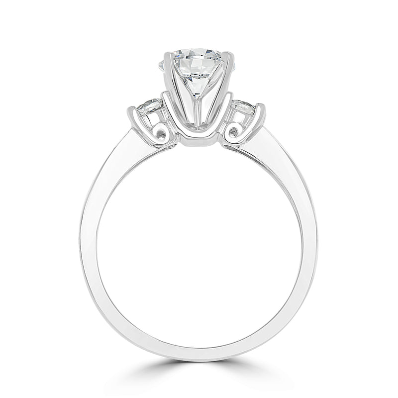 Ladies Round Diamond Engagement Ring with Pavé Shoulders