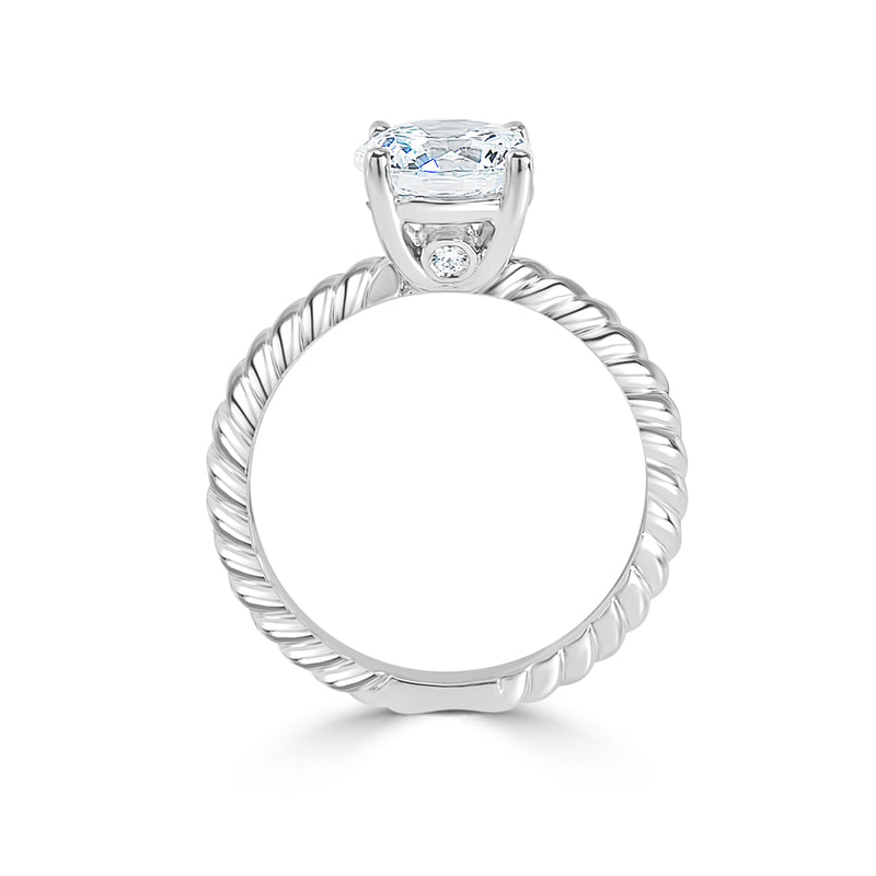 Ladies Braided Shank Four Claw Solitaire with Surprise Diamond