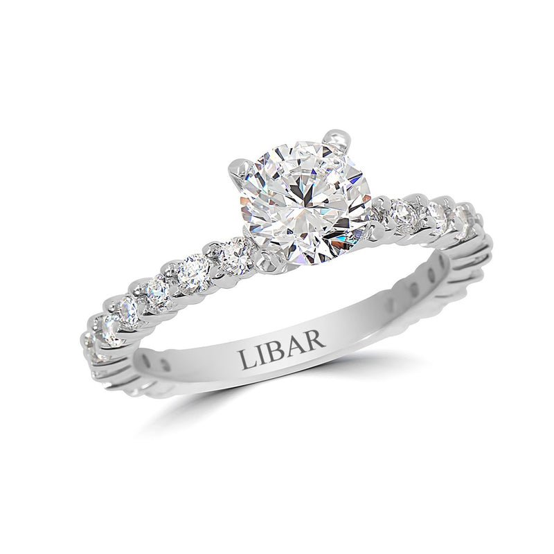 Shared Claw Eternity Engagement Ring w/ Sizing Bar