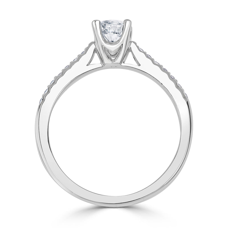 Ladies Round Diamond Micro Shared Claw Fishtail Engagement Ring
