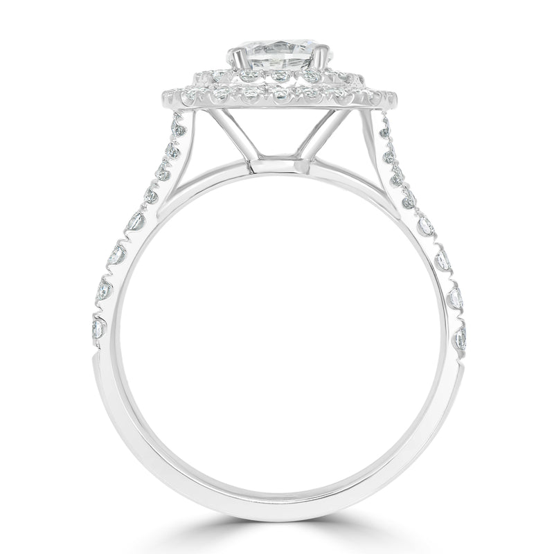 Cushion French-Pavé Set Double Halo Engagement Ring