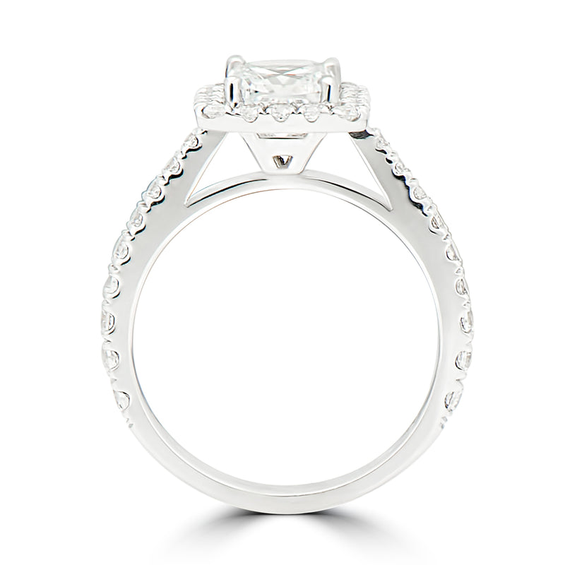 Square Halo "U" Pavé Set Graduated Engagement Ring