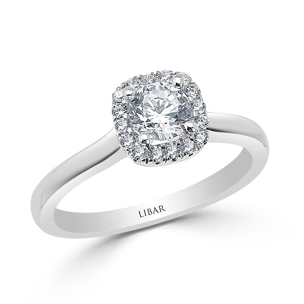 Classic Cushion Halo French Pavé Engagement Ring