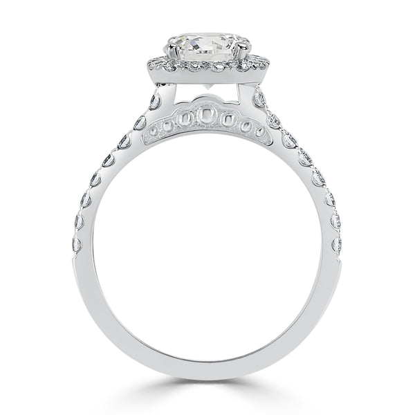 Cushion Halo French Pavé Diamond Engagement Ring