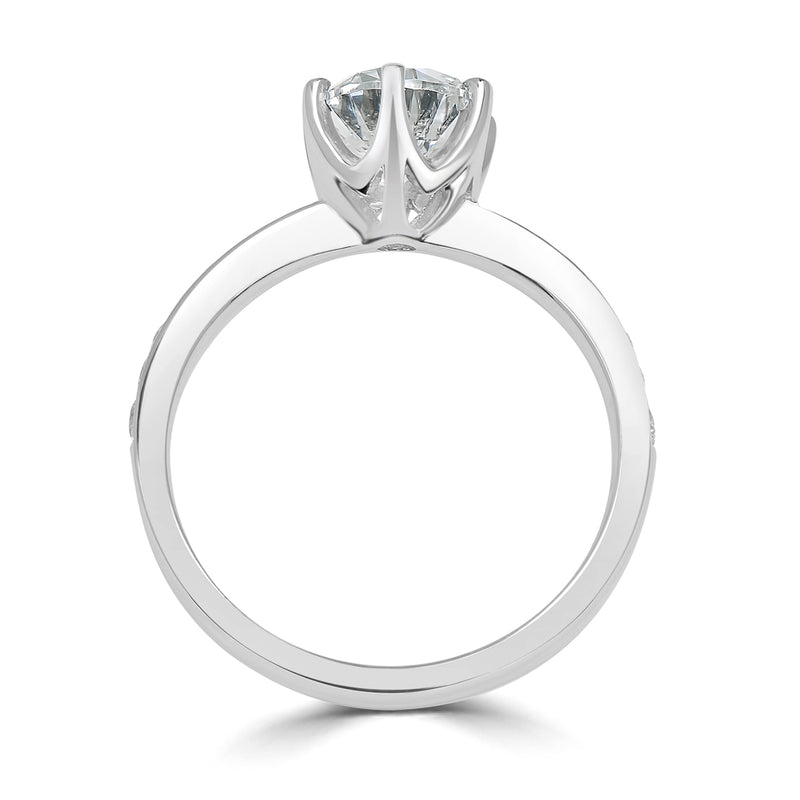 Six Claw Tapered Pavé Diamond Engagement Ring