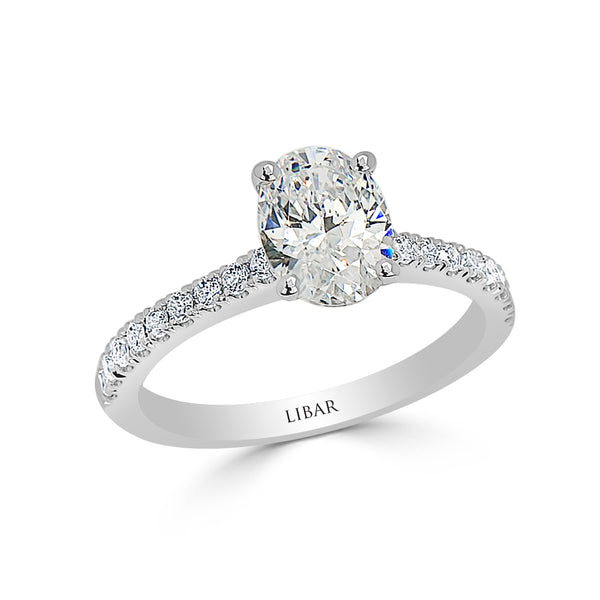 French Pavé Set Oval Engagement Ring