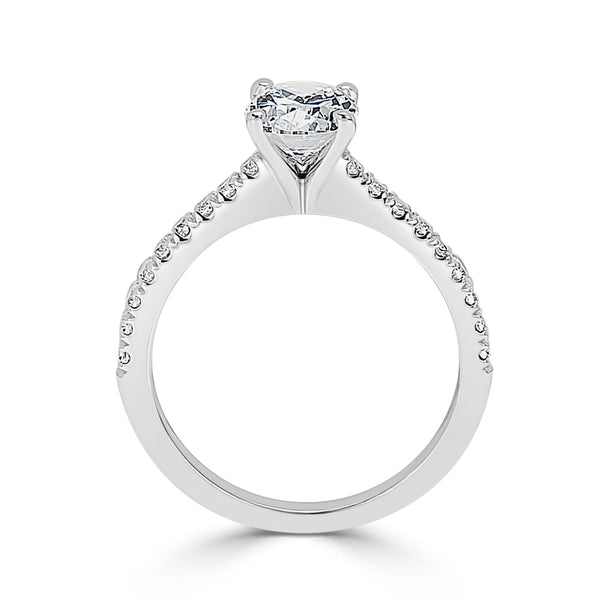 French Pavé Set Oval Engagement Ring