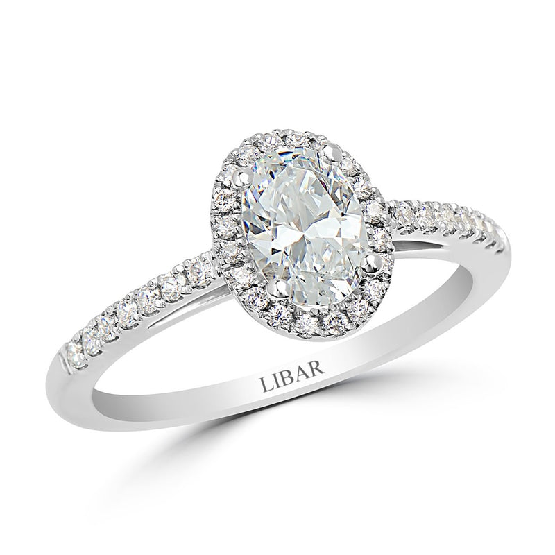 Pavé Set Open Gallery Oval Halo Engagement Ring