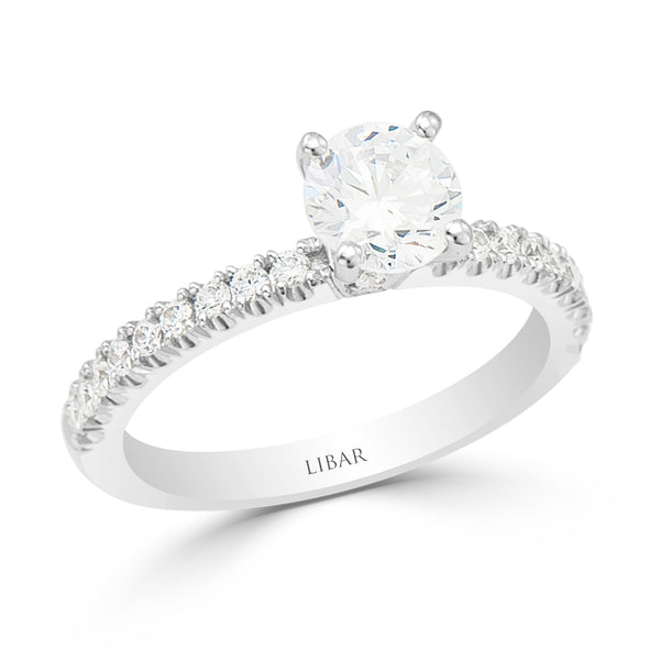 Ladies Crest Collection Four Claw French Pavé Engagement Ring