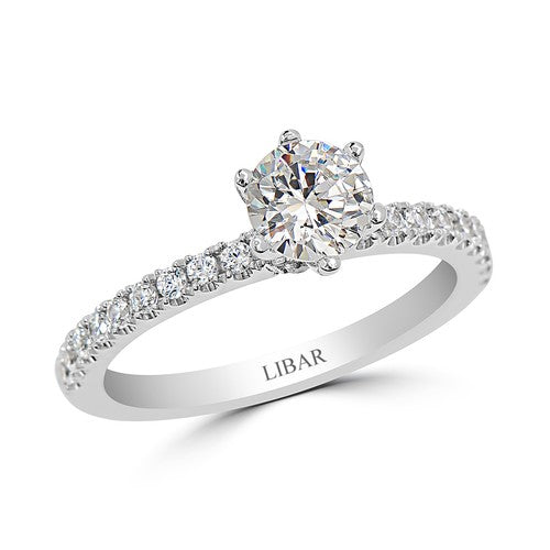 Ladies Crest Collection Six Claw French Pavé Engagement Ring