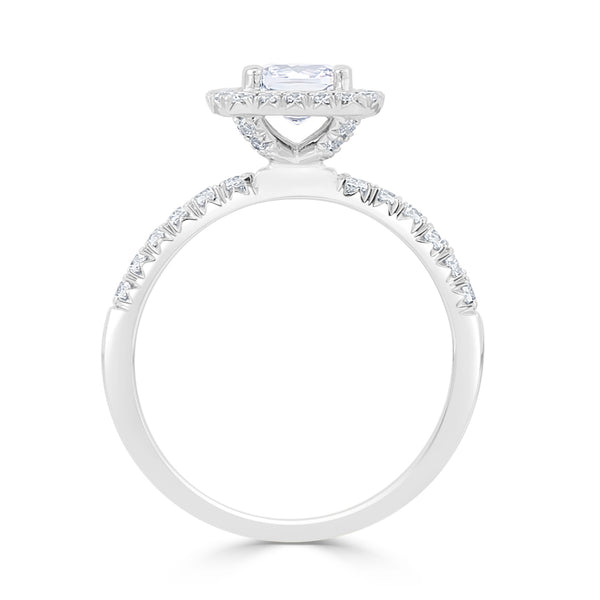 Cushion Halo Fishtail Pavé Set Diamond Engagement Ring