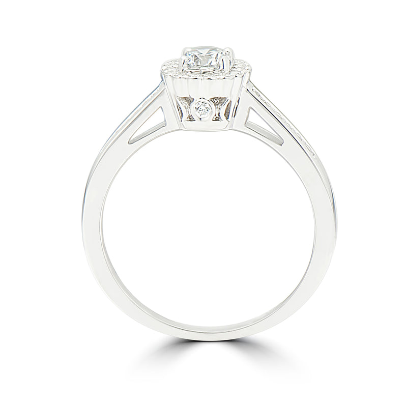Ladies Flower Halo Diamond Engagement Ring