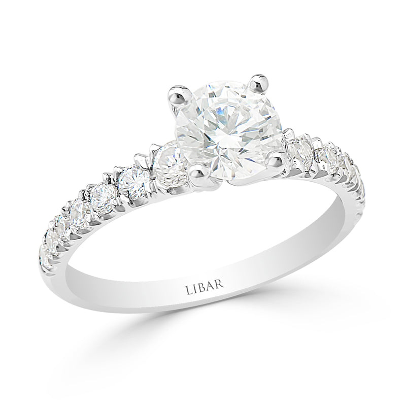 Graduated French Pavé Set Diamond Engagement Ring