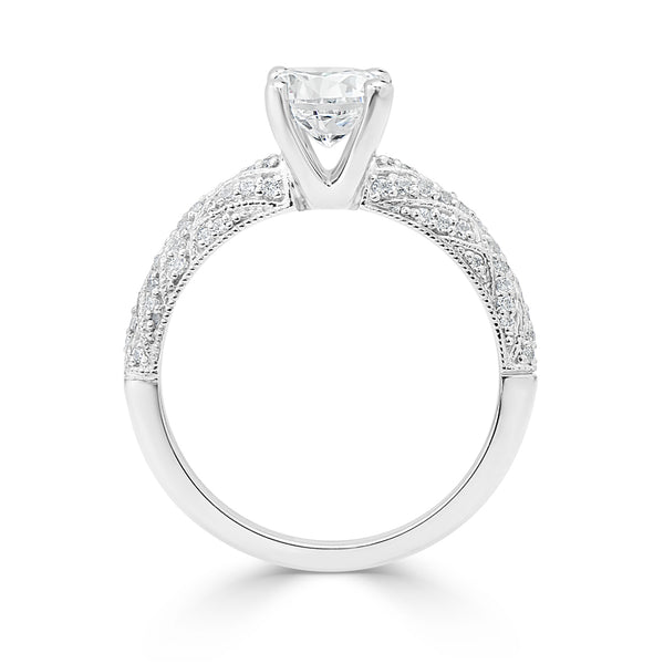 Ladies Crisscross Pattern Milgrained Diamond Engagement Ring