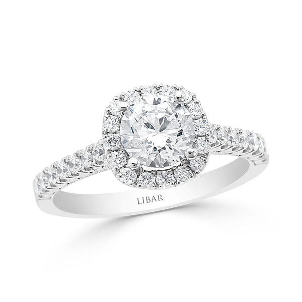 Filagree Milgrained Diamond Halo Engagement Ring